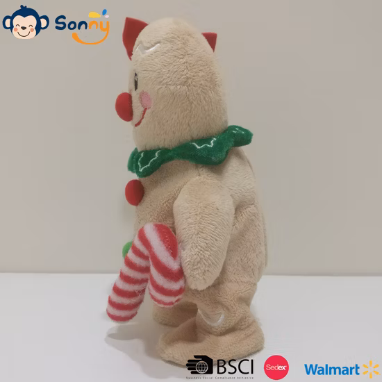 Fábrica de juguetes de peluche grabando repitiendo y caminando peluche Ginger Man